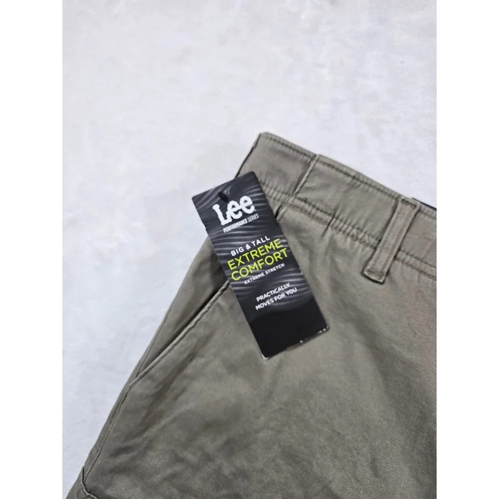 Lee Cargo Shorts Mens 50 Breen Olive Cotton Stretch Extreme Comfort Big Tall NEW